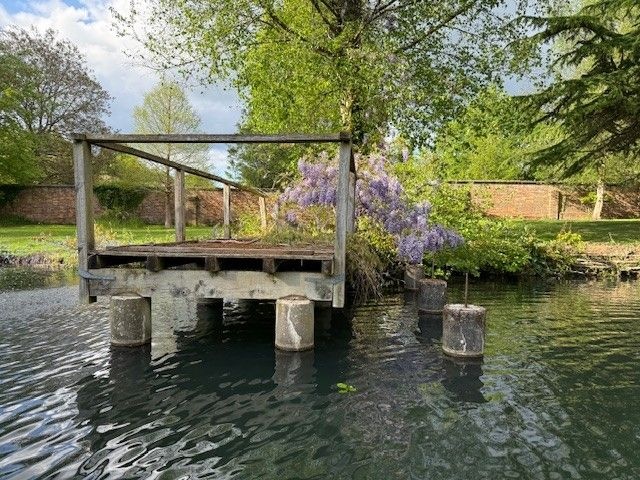 Original weathered timber jetty at private pond prior to replacement with new timber structure from RA Marine Ltd